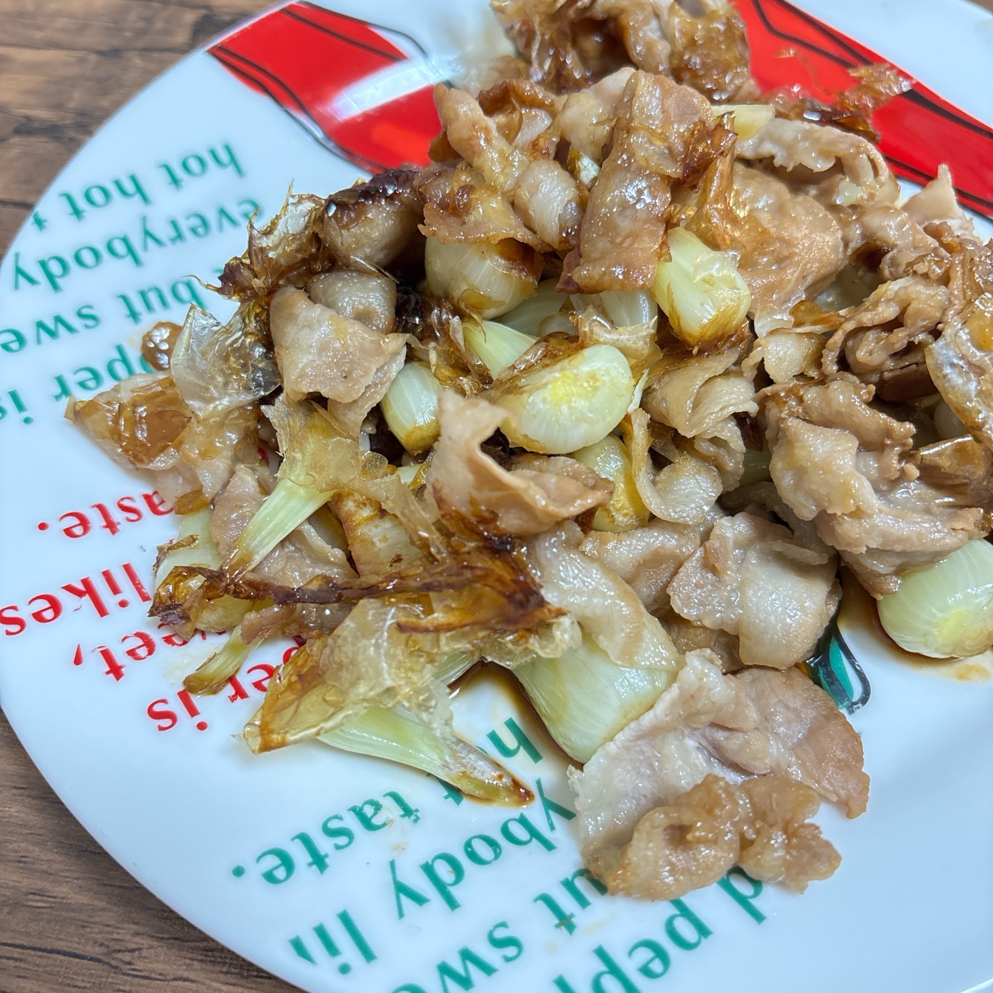 島らっきょうの消費ぶた肉炒め