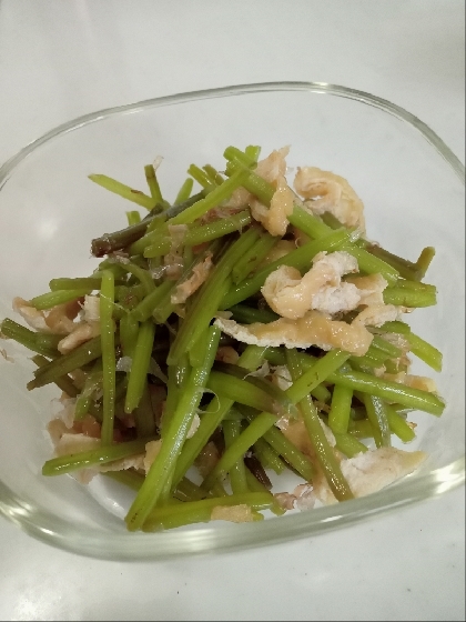 さつま芋の茎(ツル)と油揚げのごま油炒め