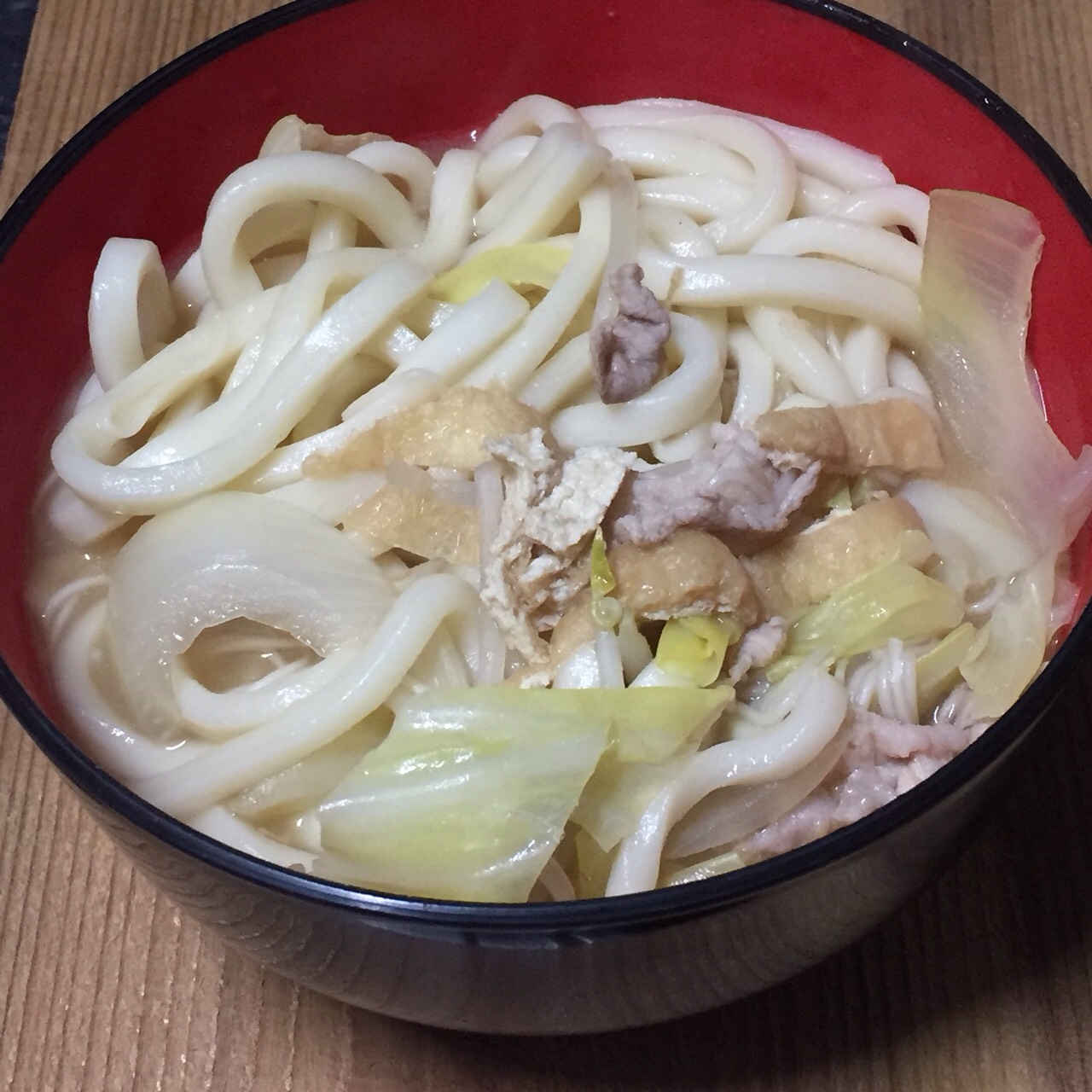 豚キャベツの味噌うどん♪