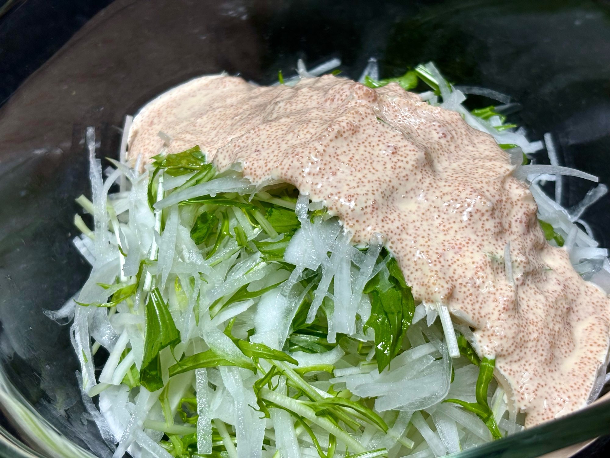 フレッシュサラダのタラマヨレモンソース☆