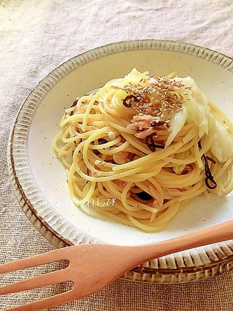 包丁要らず♪ツナとキャベツのスパゲティー