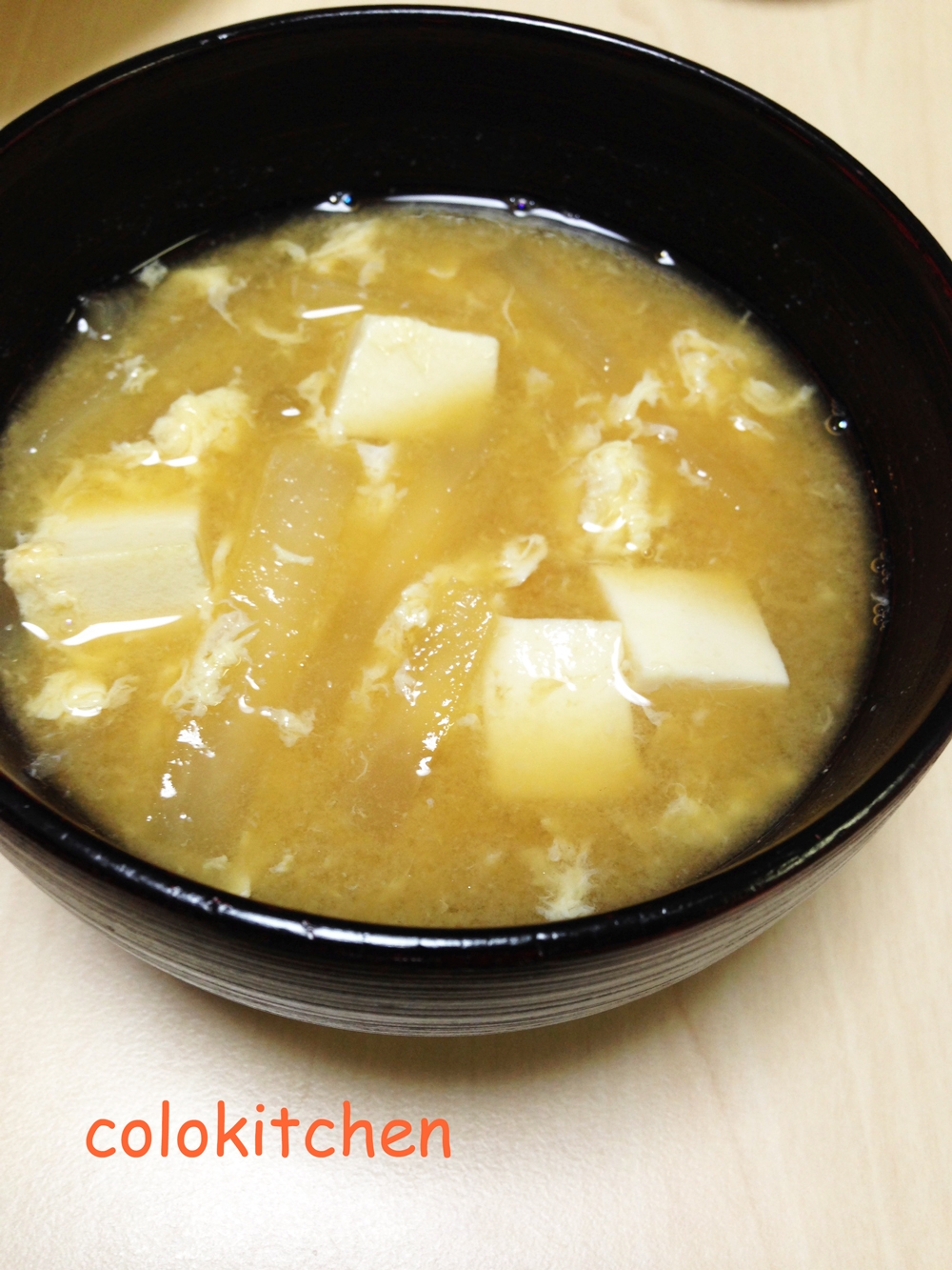 大根と豆腐のかき玉味噌汁