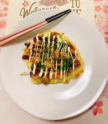 yuki2244さん♡野菜がたっぷりお好み焼きですね！大葉の香りが新鮮ですね˚✧₊⁎❝᷀ົཽ≀ˍ̮❝᷀ົཽ⁎⁺˳✧༚✨