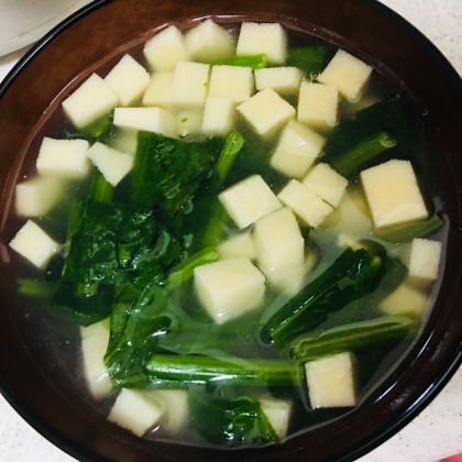高野豆腐とほうれん草ネギのコンソメスープ