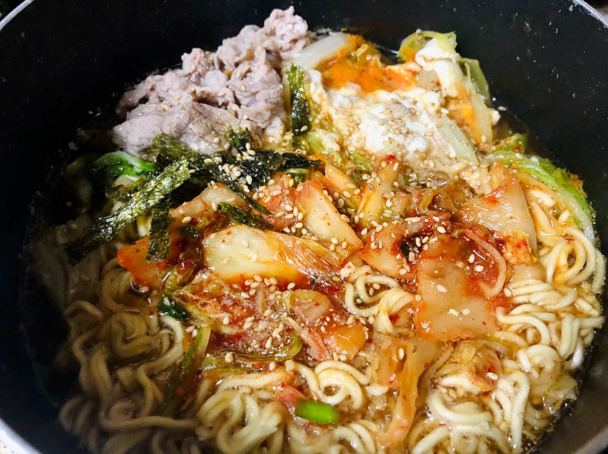 一人鍋風★鍋焼きラーメン★キムチ味