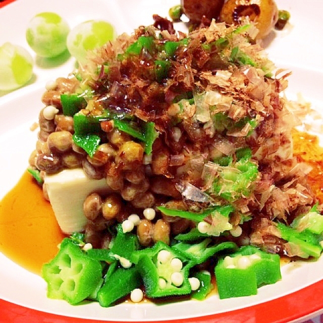 豆腐半丁!オクラ&納豆のネバネバ豆腐