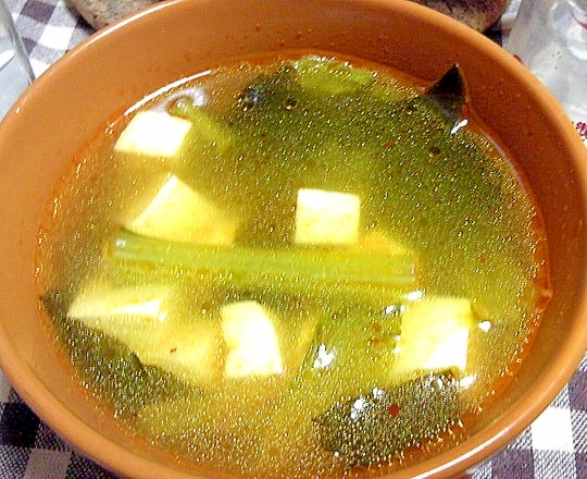 小松菜と豆腐の中華風スープ