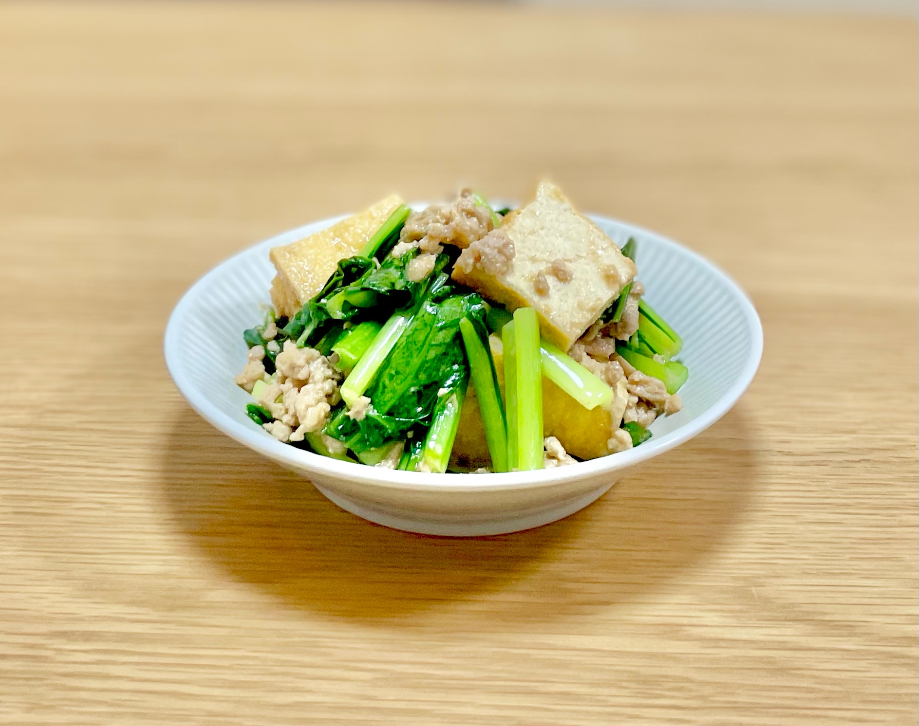 小松菜と厚揚げの味噌炒め