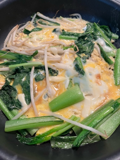 もやしと小松菜の卵とじ