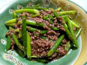 にんにくの芽とひき肉のXO醤炒め