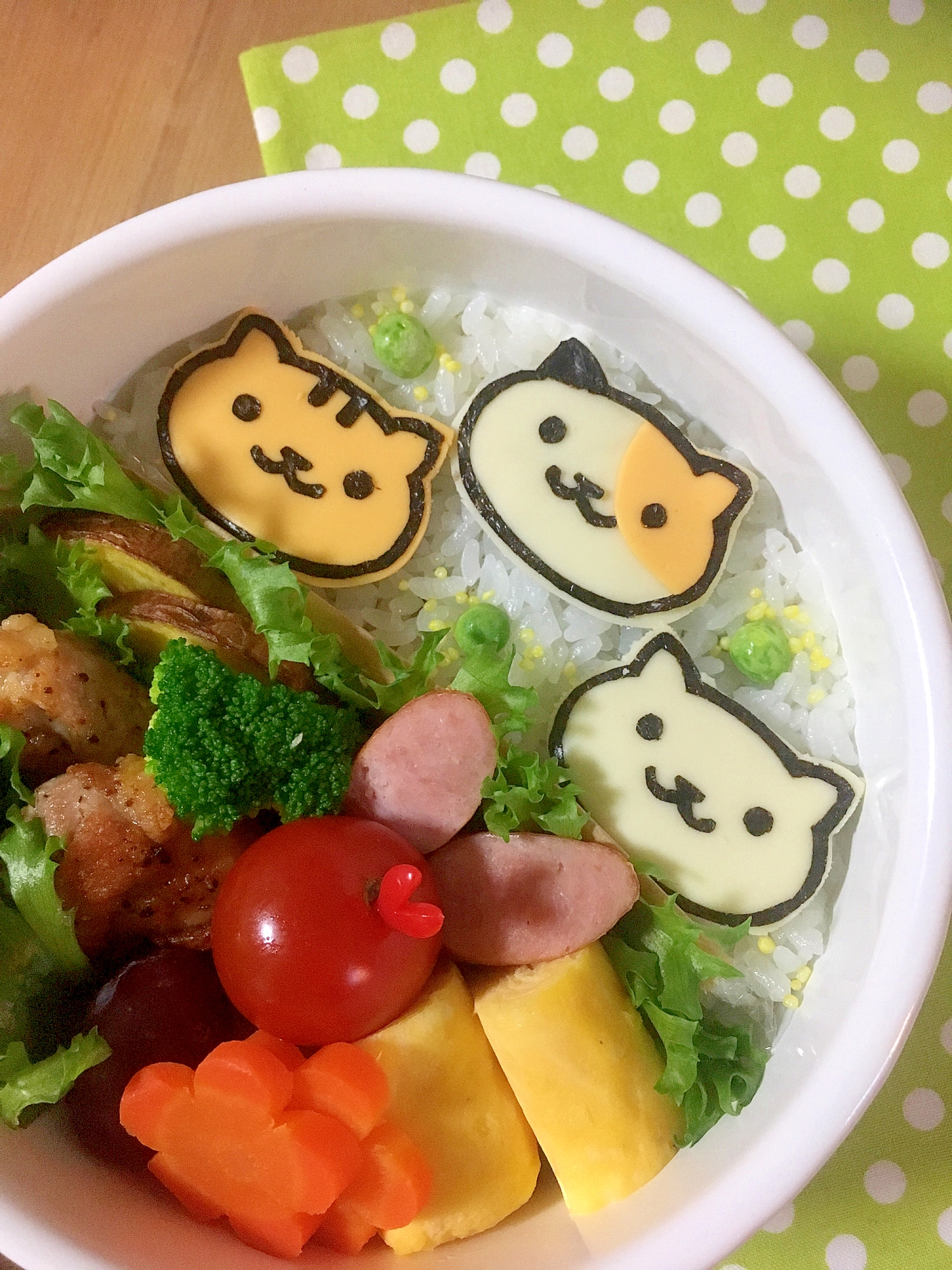 簡単海苔アートキャラ弁 ねこあつめ3キャラ弁当 レシピ 作り方 By Cherry05 楽天レシピ