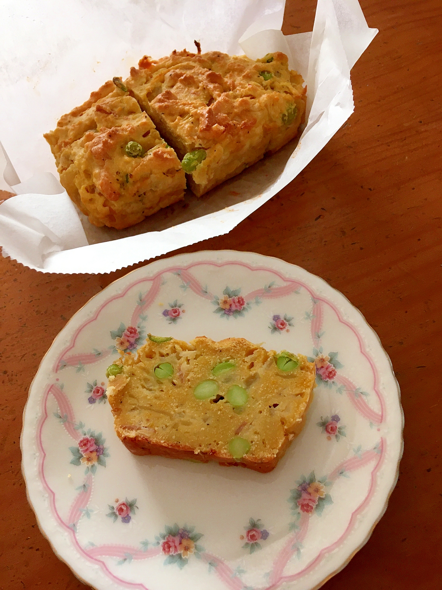 甘くない♪玉ねぎ・枝豆・ハムのケークサレ