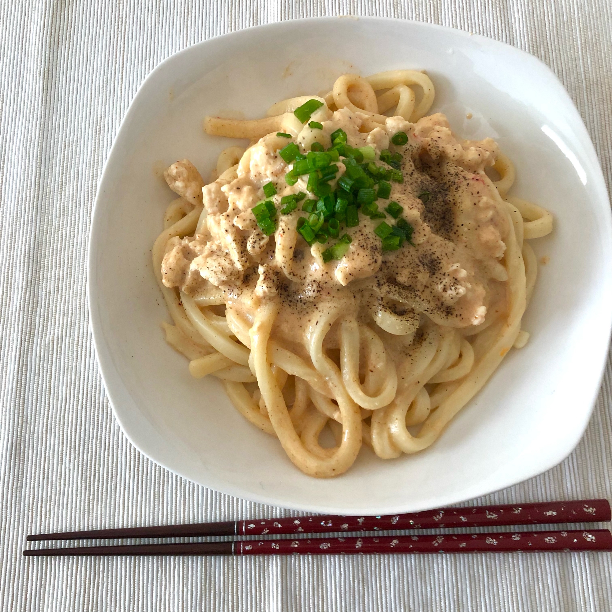 坦々麺風！豆乳クリームうどん