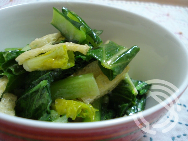 小松菜と油揚げの塩麹ドレッシングサラダ