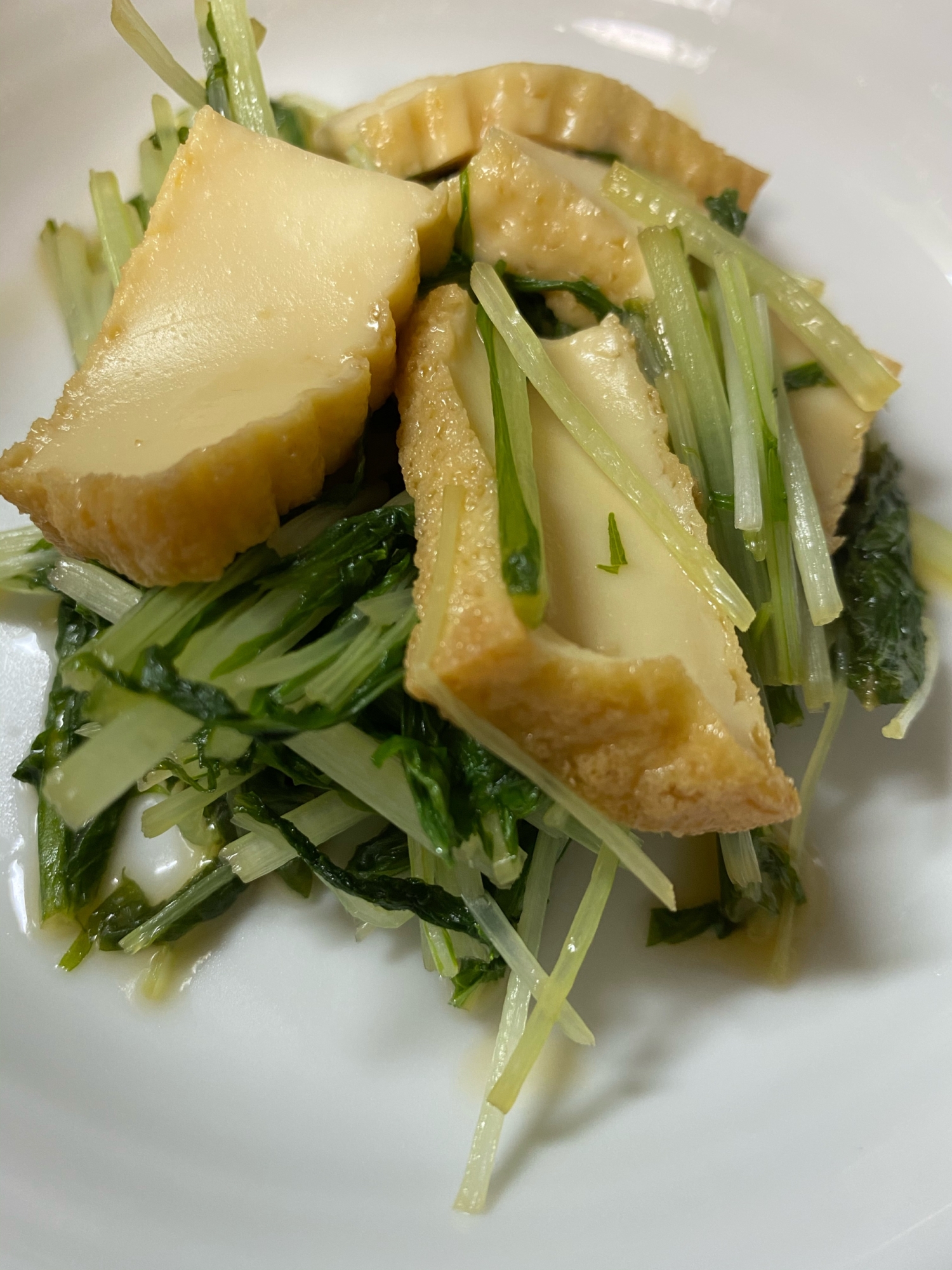 厚揚げと水菜の焼き煮