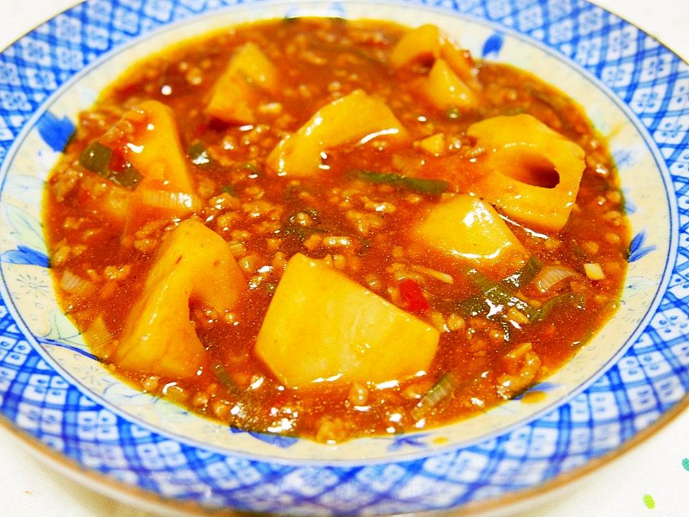 れんこん麻婆♪シャキシャキ食感♪