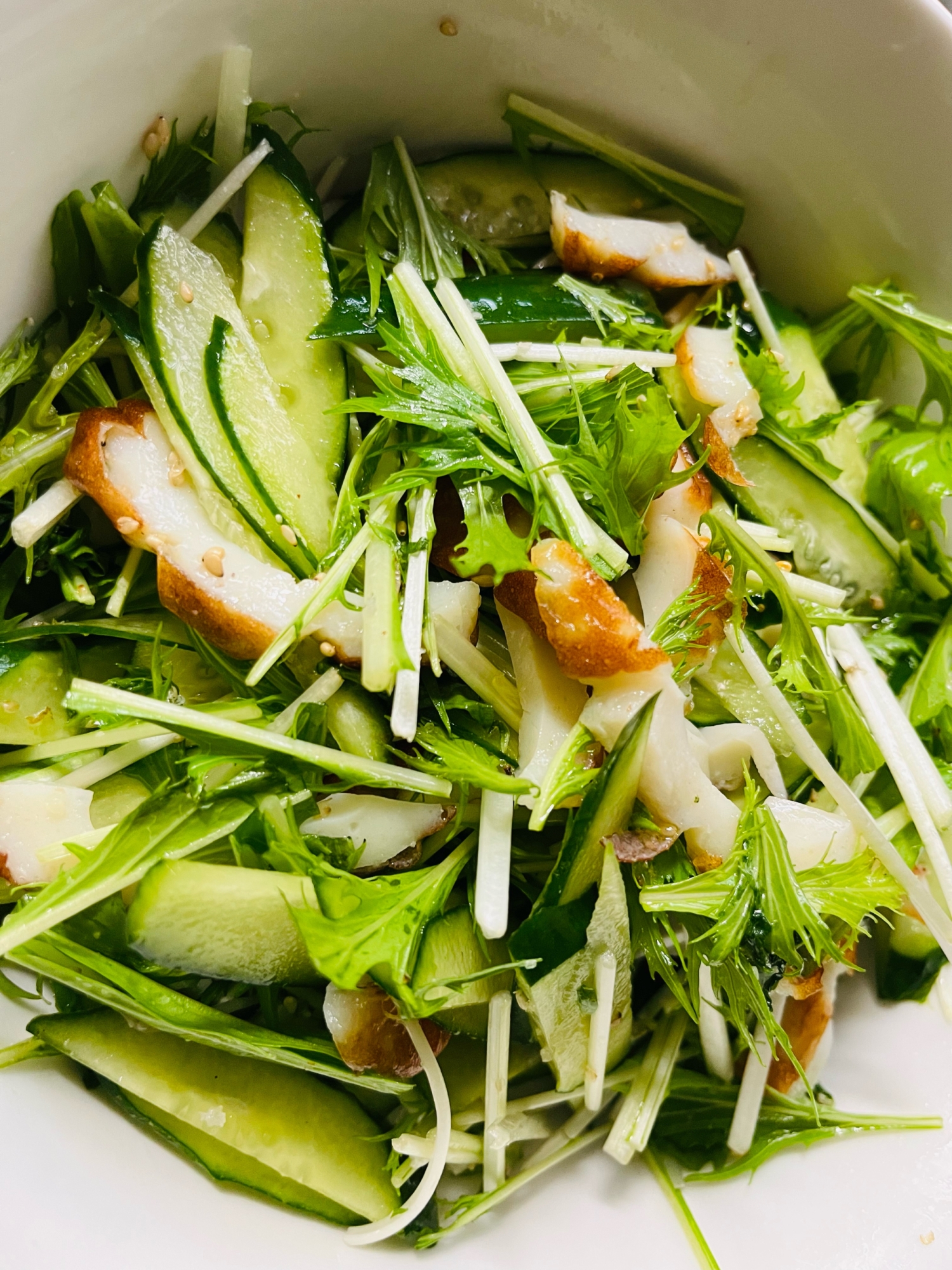 竹輪ときゅうり水菜のサラダ