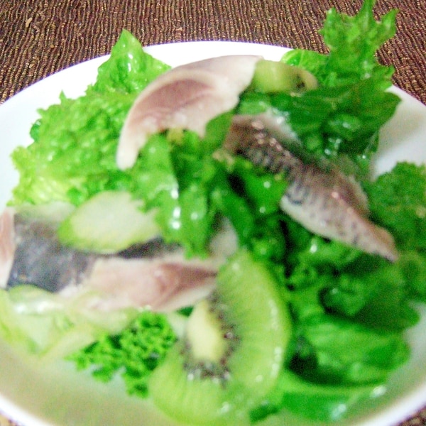 イワシの酢締めとキウイとセロリのレタスサラダ レシピ 作り方 By Mococo05 楽天レシピ イワシの酢締めとキウイとセロリのレタスサラダ レシピ 作り方 By Mococo05 楽天レシピ