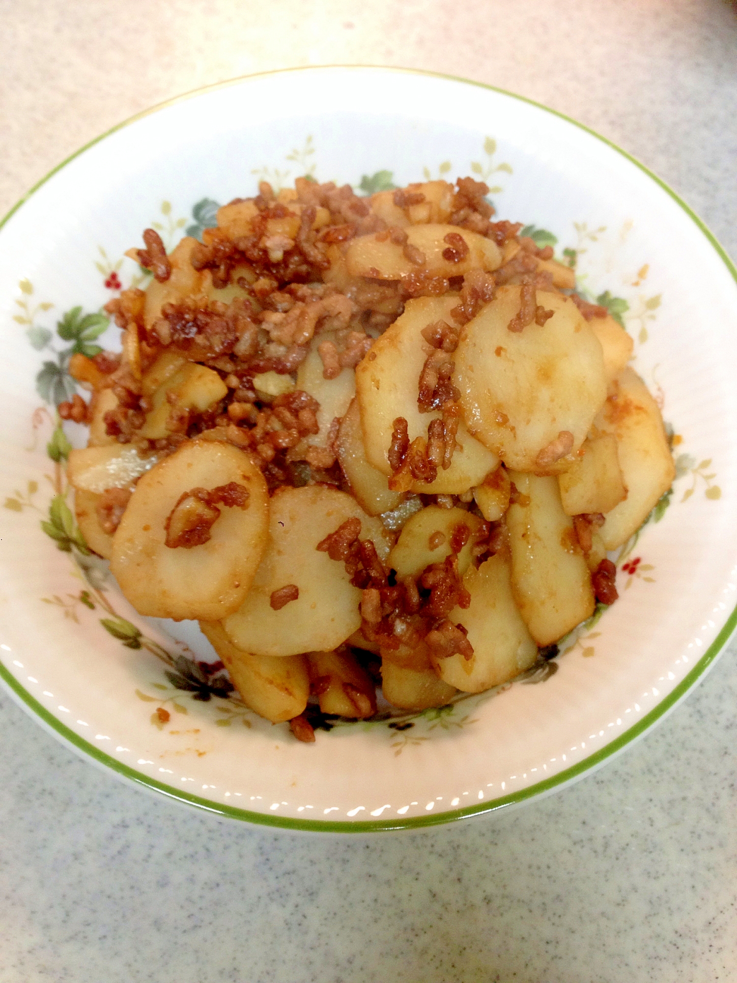 菊芋とひき肉の味噌炒め