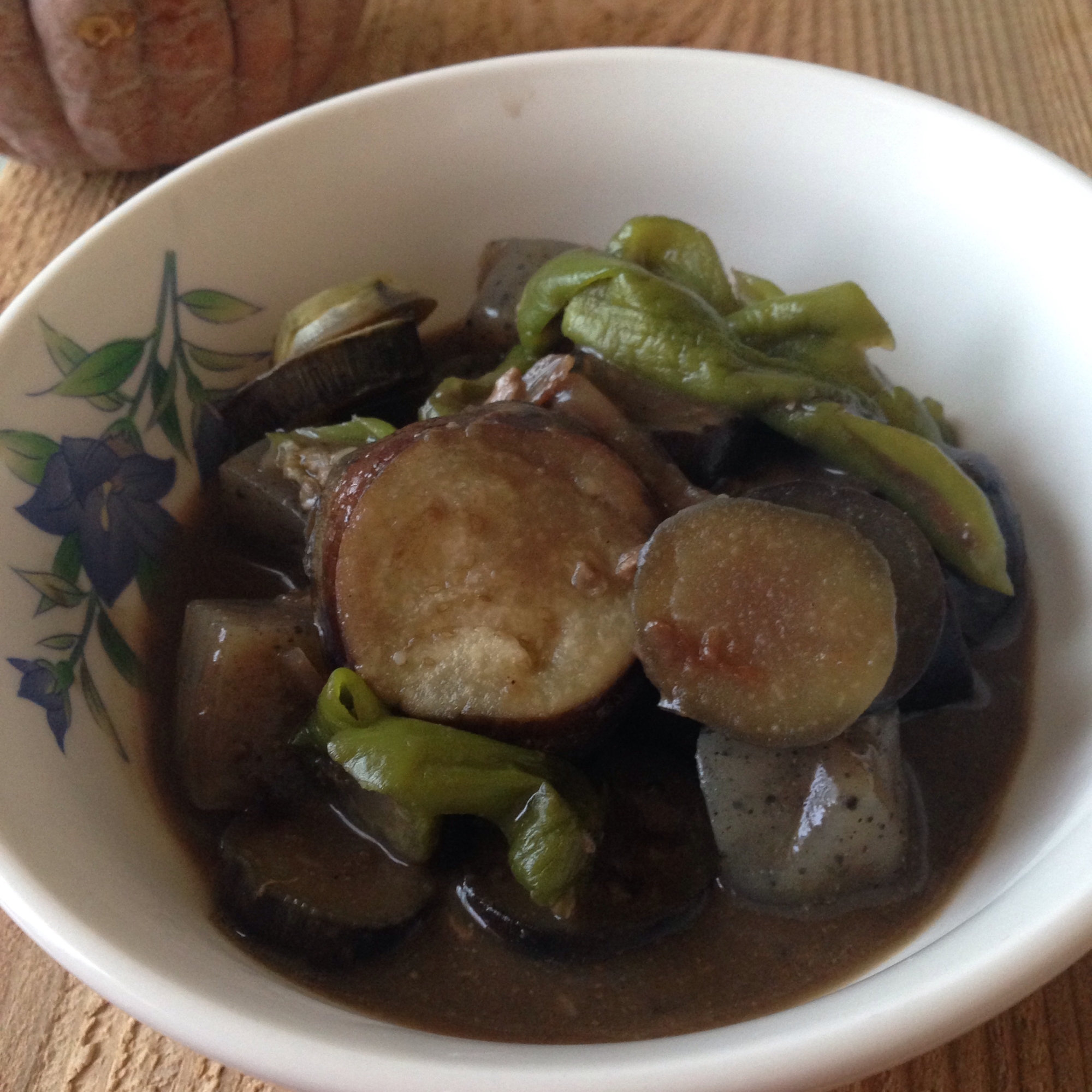 ナスこんにゃく福耳とうがらしのピリ辛味噌煮♪