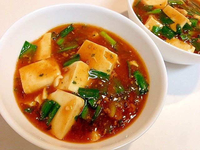 ひとてま加えて☆ニラがたっぷりの美味しい麻婆豆腐