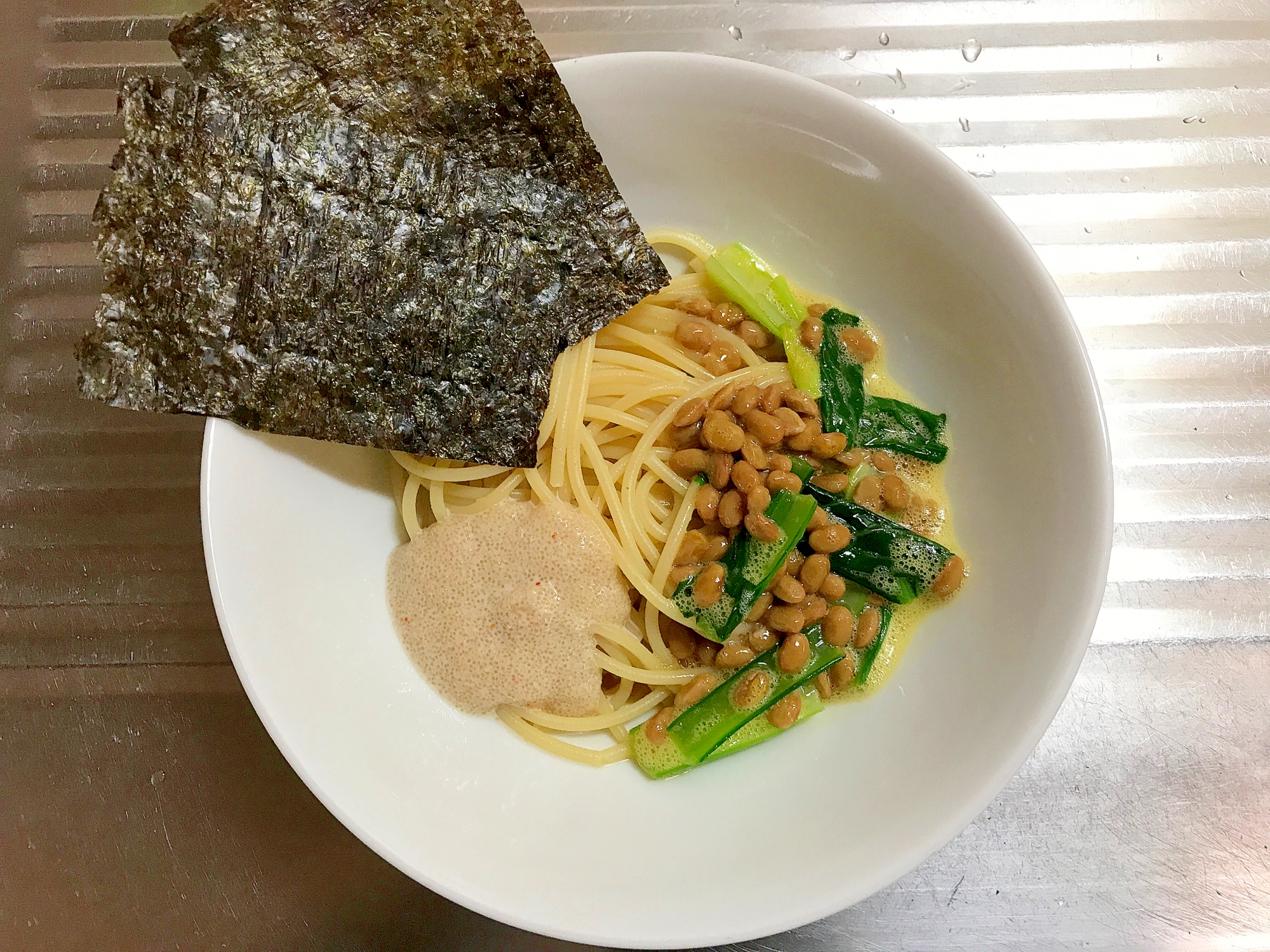 ダシでキメる！明太なっとう和風パスタ