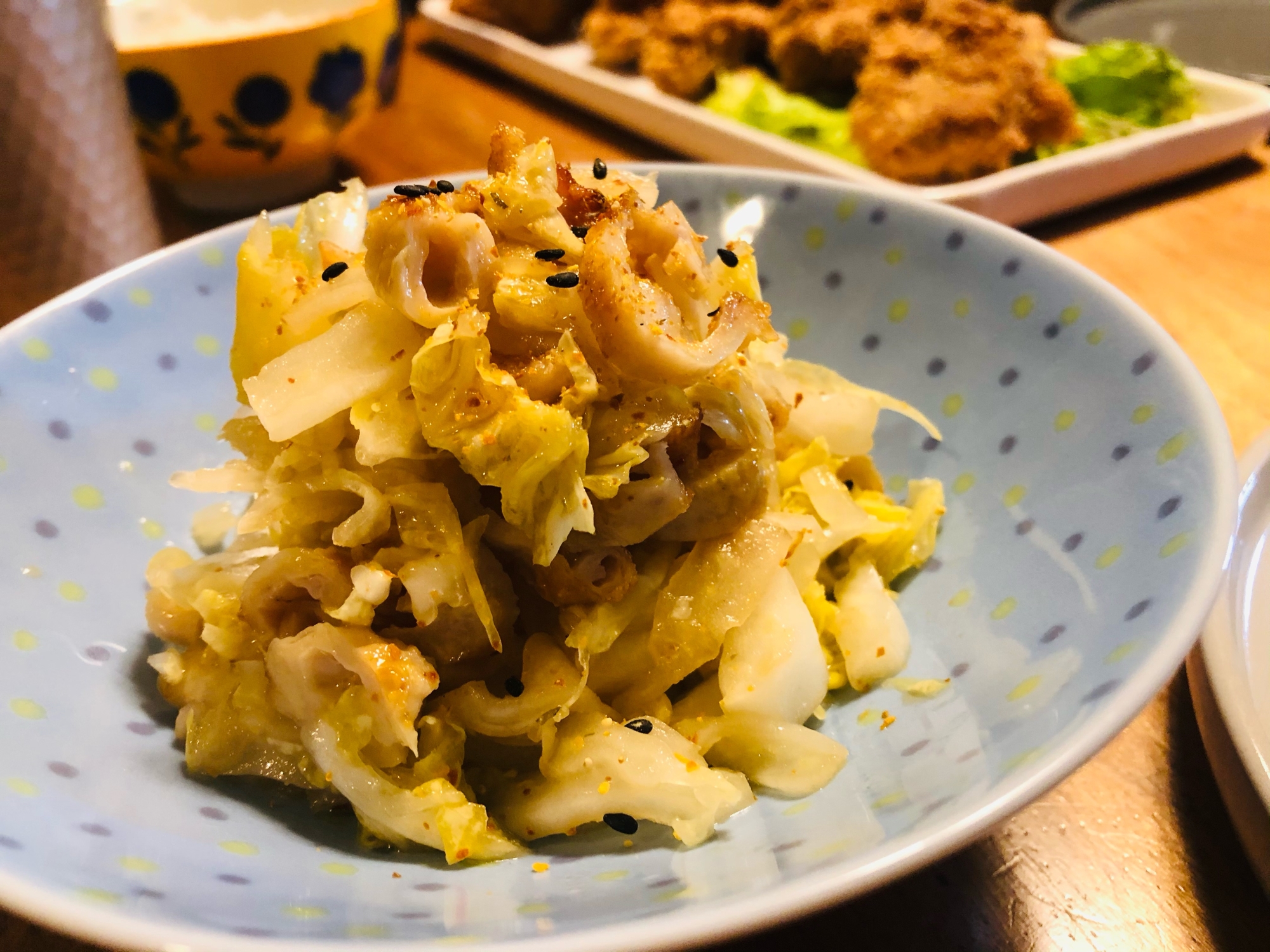 白菜と鶏皮のポン酢和え