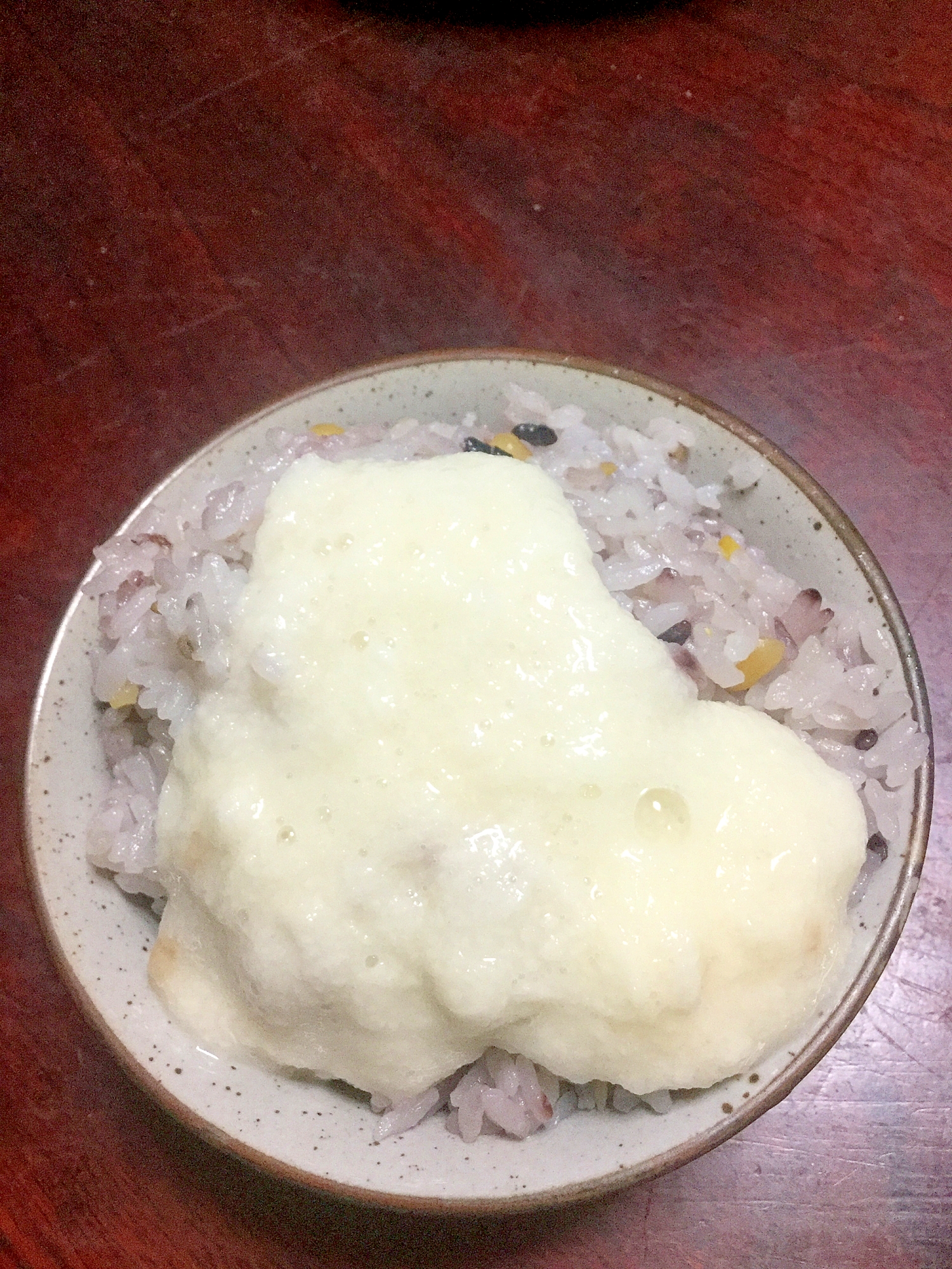 雑穀米の白だしトロロ飯。