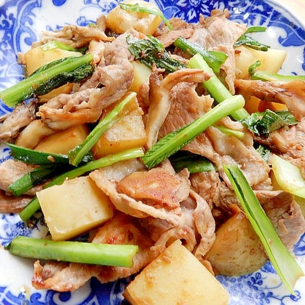 ふかした新ジャガで６分！？ノンオイル肉野菜炒め♪