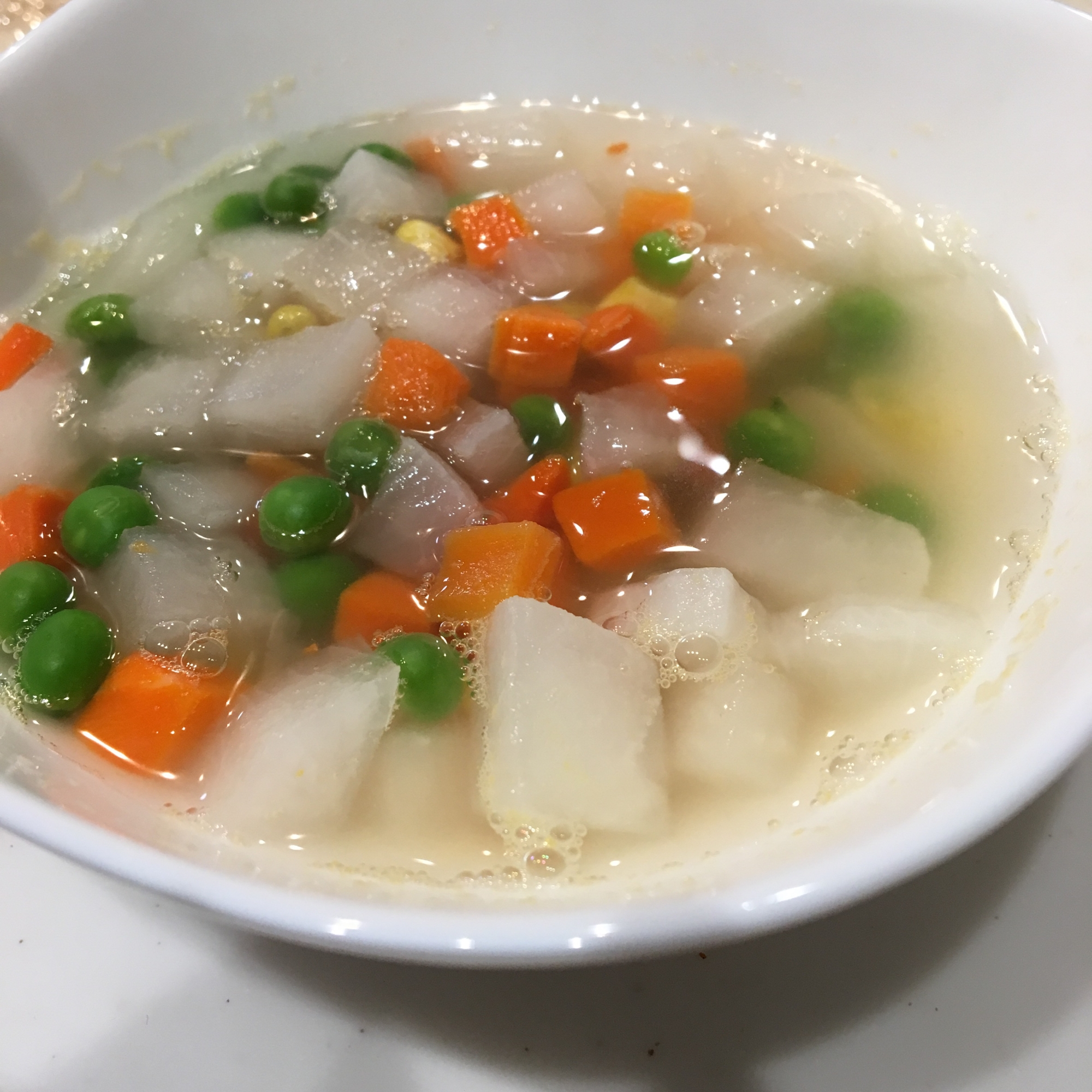【幼児食】ミックスベジタブルと大根のスープ