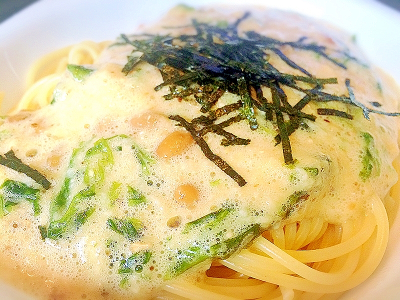 ふわふわ♡ヘルシーとろろ納豆パスタ