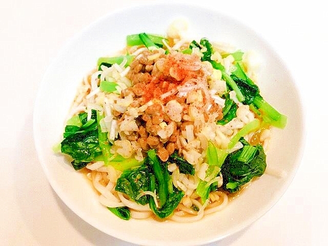 小松菜と納豆で ツルツルサラダうどん レシピ 作り方 By えだ豆カシューナッツ 楽天レシピ