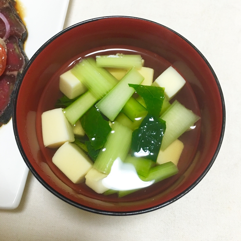たまご豆腐と小松菜のお吸い物