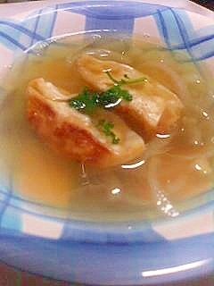 から揚げ餃子入り玉ねぎスープ♪