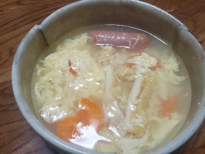 卵と玉ねぎとウインナーのコンソメスープ