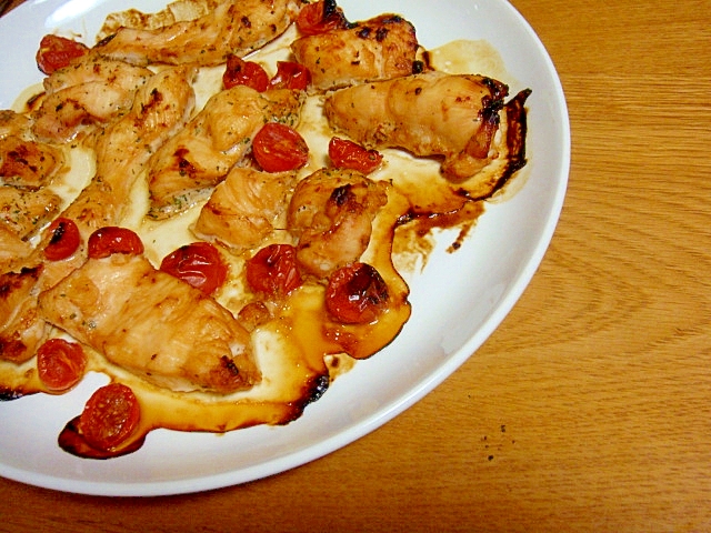 パーティに♪簡単鶏ムネのオーブン生姜焼き。