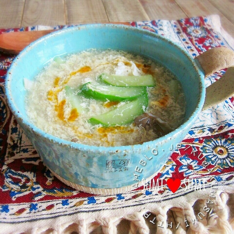 朝10分で きゅうりと卵の中華スープ レシピ 作り方 By Kumakumasumi 楽天レシピ