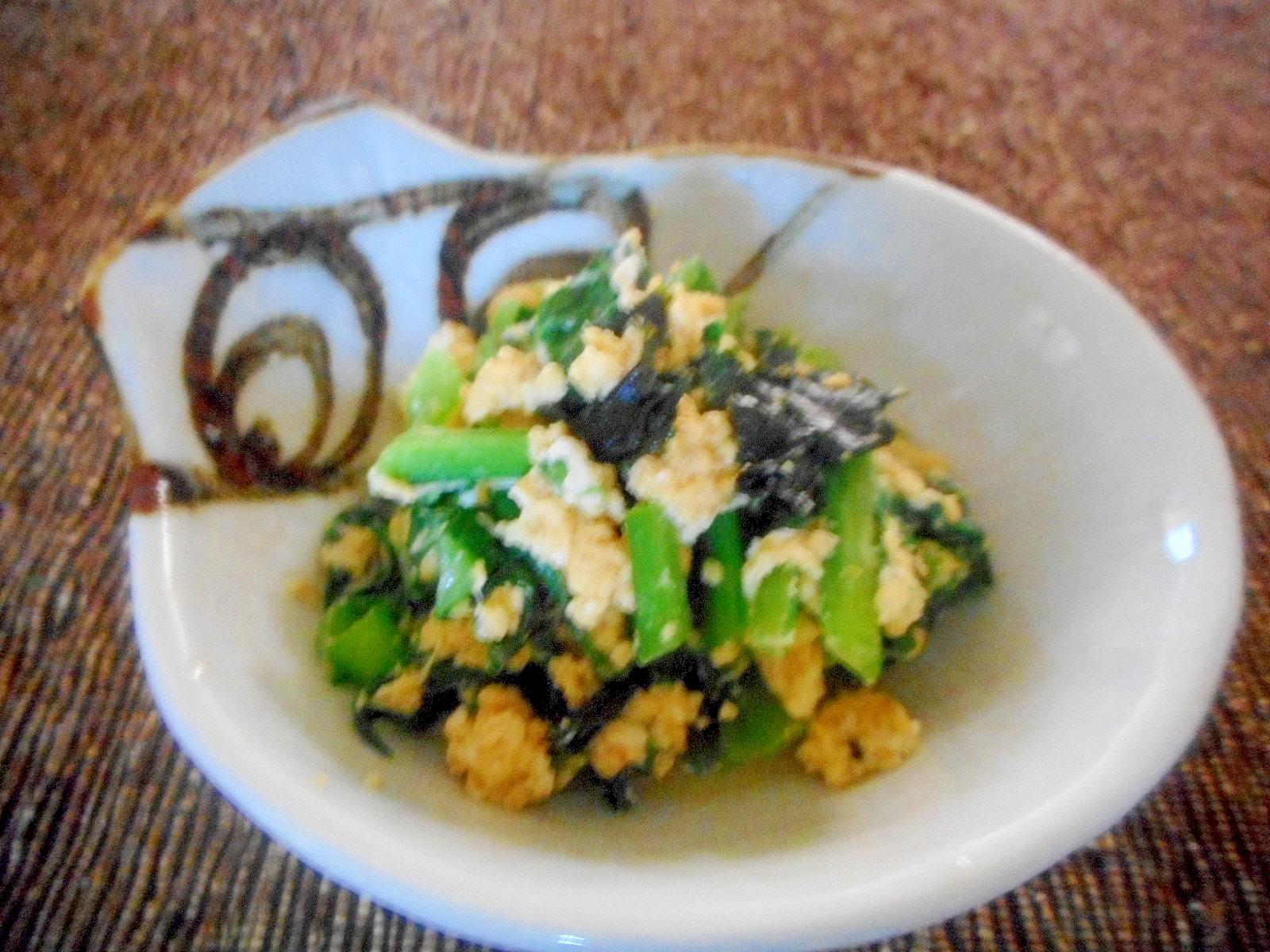 小松菜の海苔玉味噌炒め