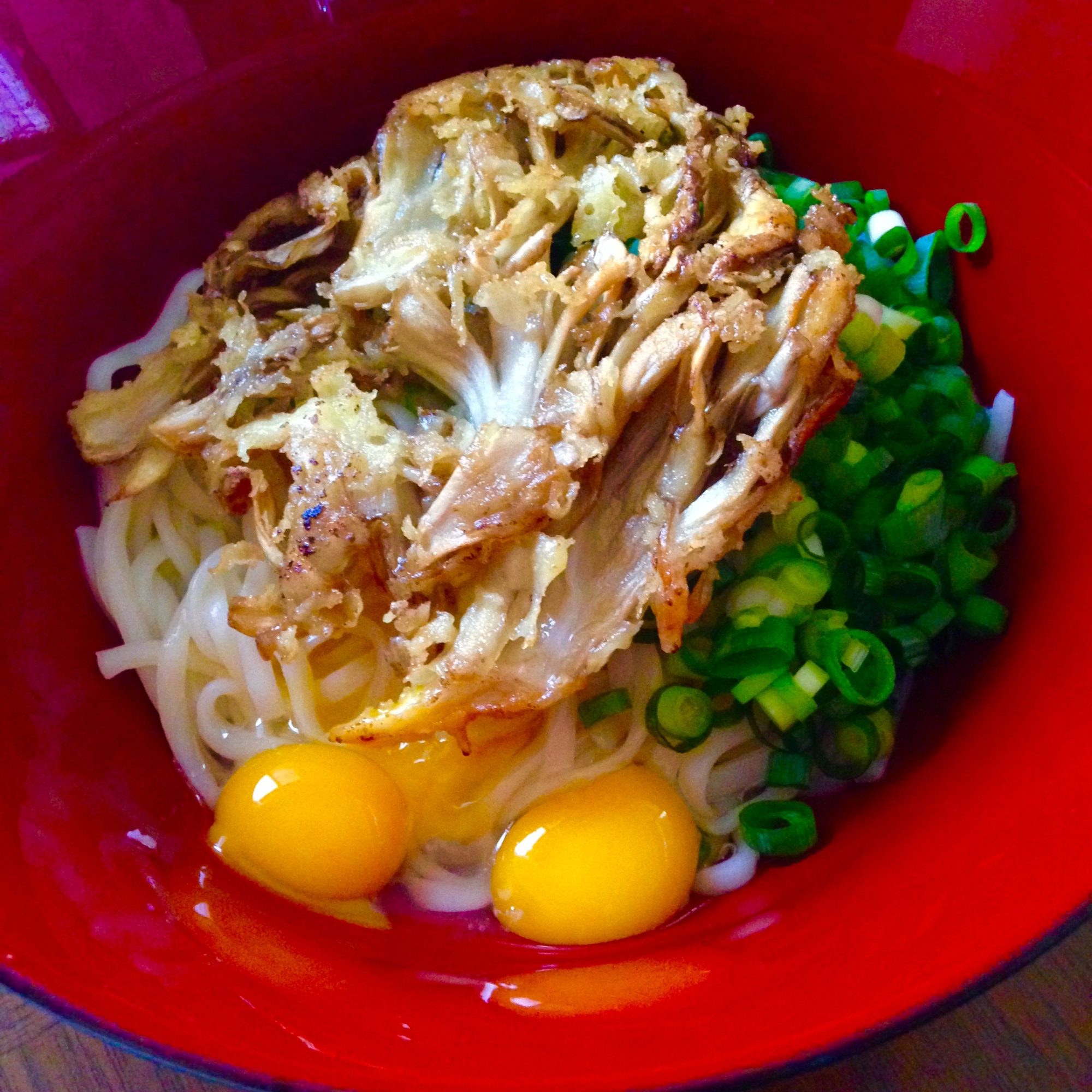 舞茸天とうずらの卵の冷やしうどん★