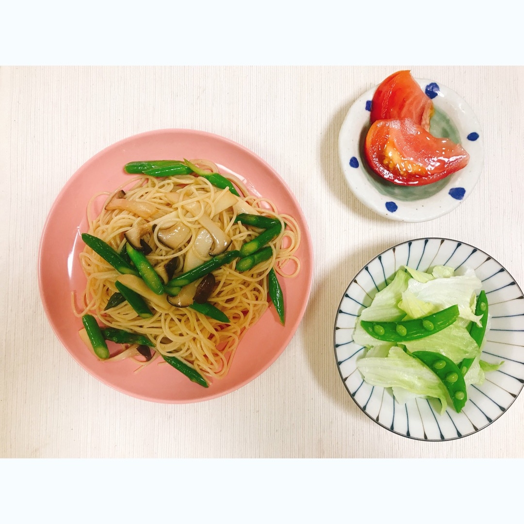 低糖質!アスパラとエリンギの醤油ペッパーパスタ