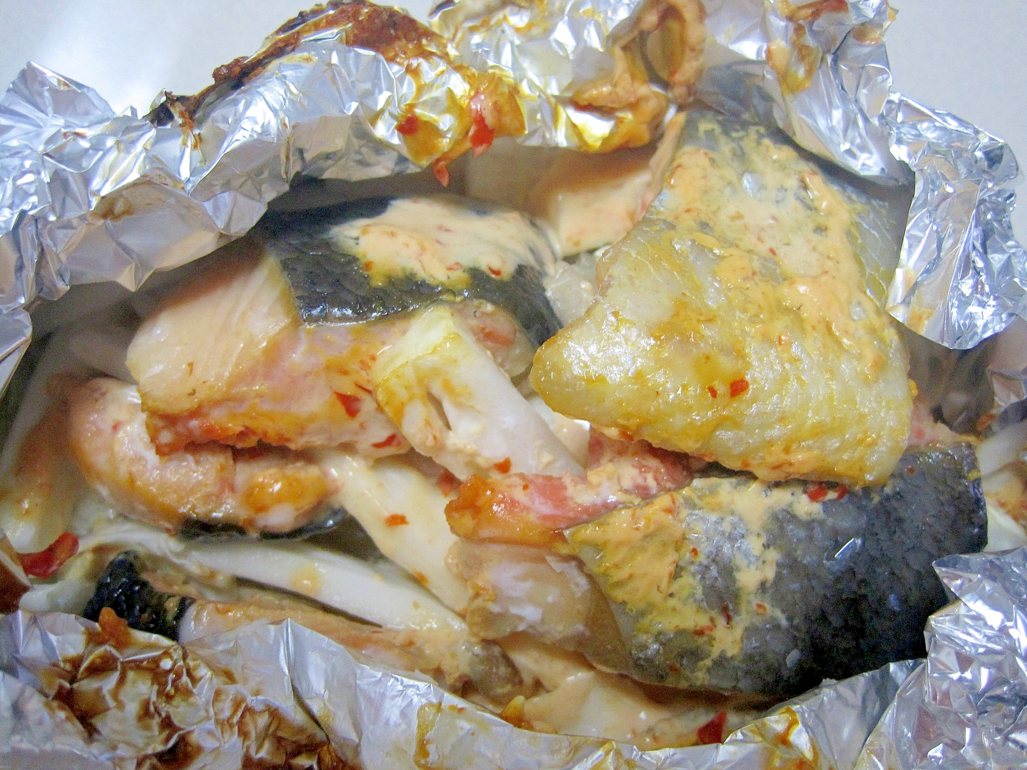 鮭と白菜のピリ辛ホイル焼き