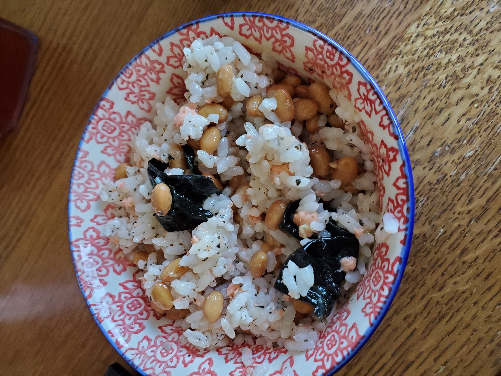 鮭とゆかりの納豆ご飯