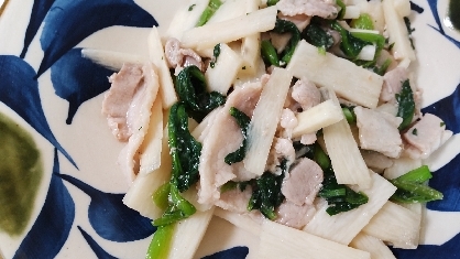 長芋と豚肉と小松菜の炒め物♡