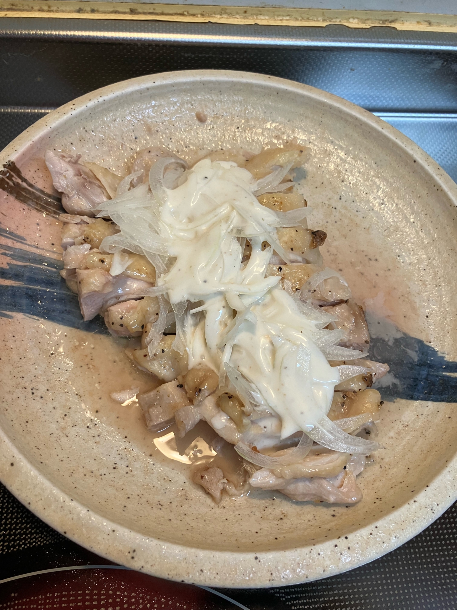 鶏肉の蒸し焼き♪シーザードレッシングがけ^_^