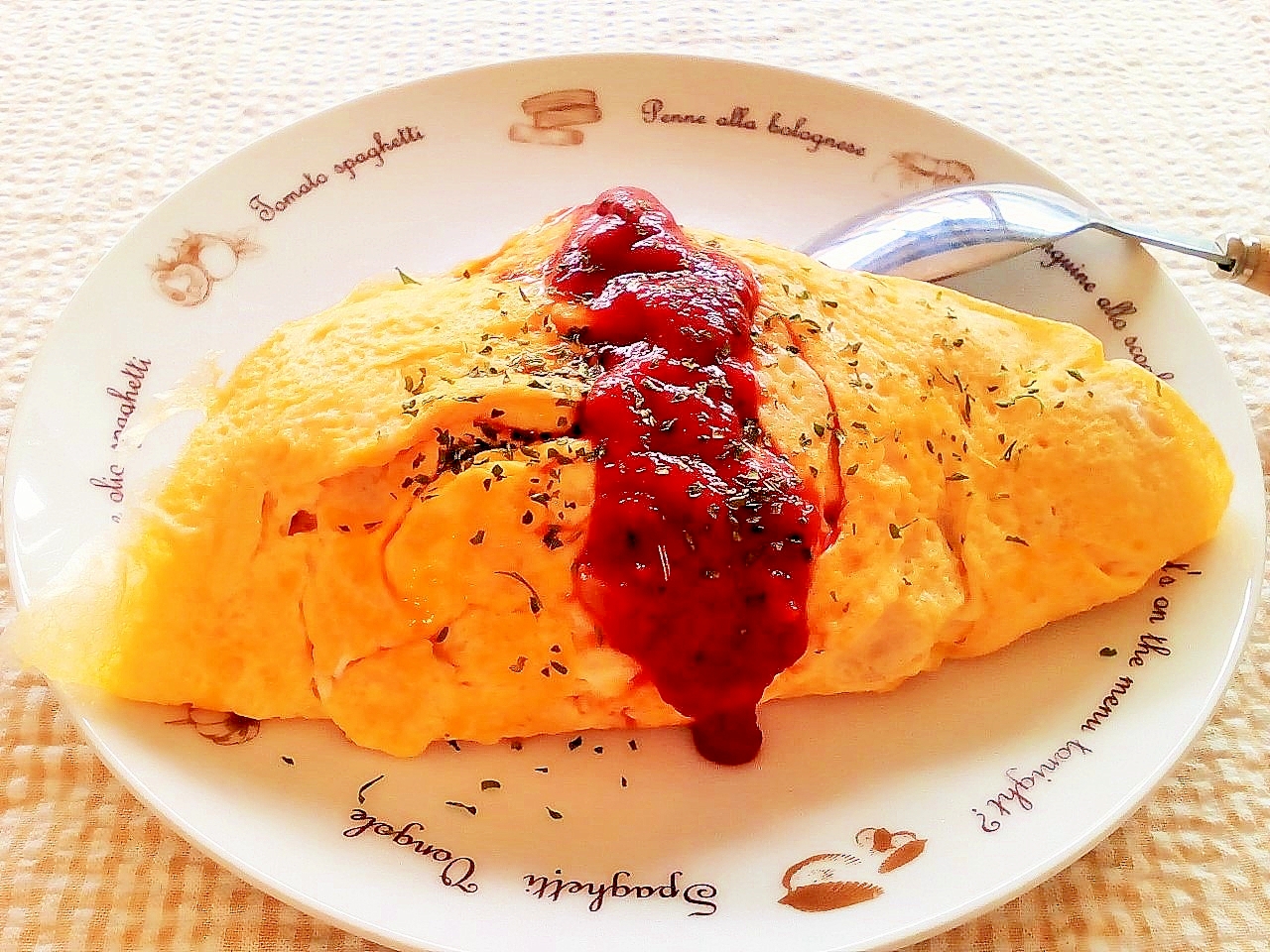 ♪お好みソース味のチキンライスで♡簡単オムライス♪