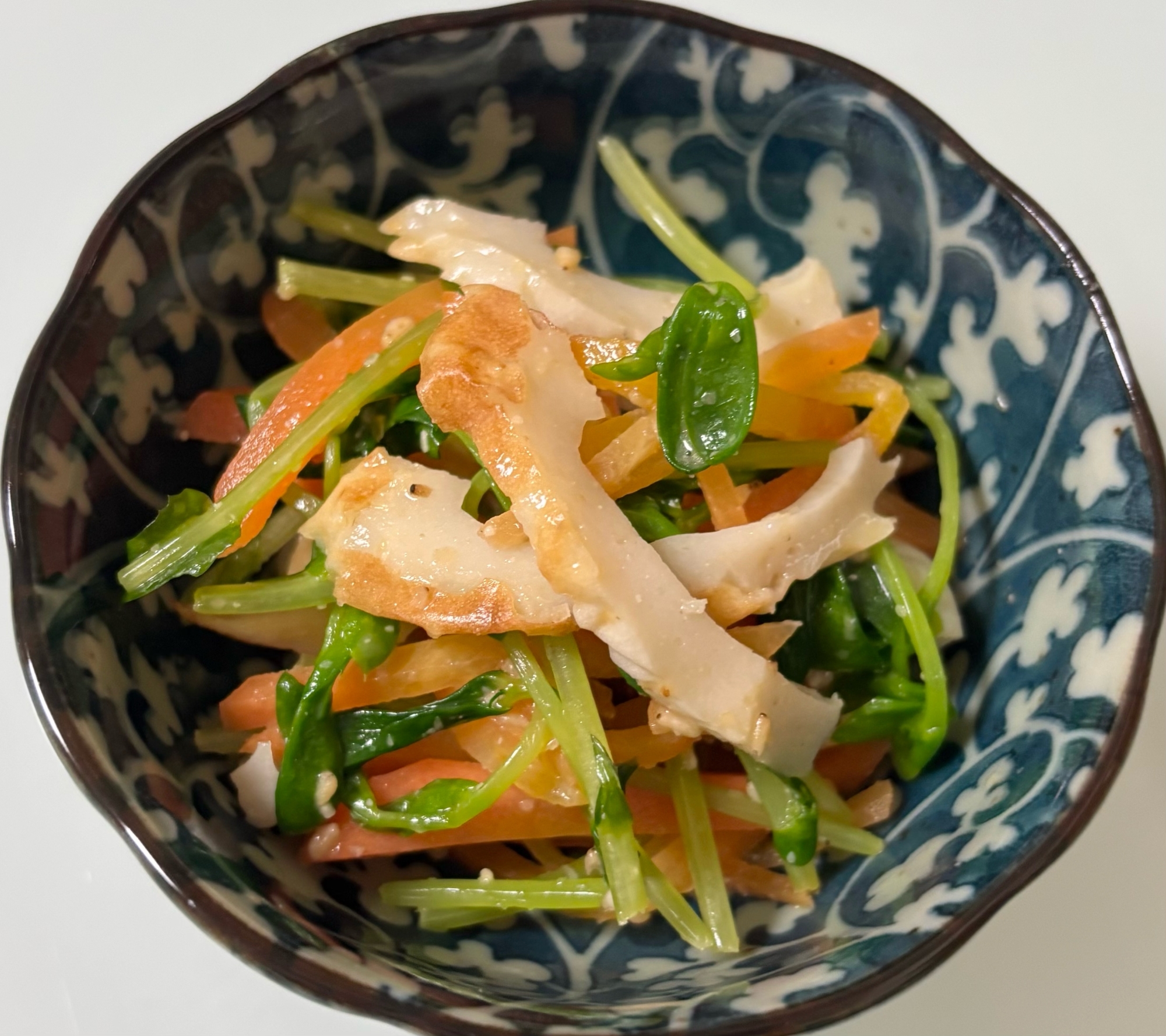 豆苗と人参ちくわナムル♪