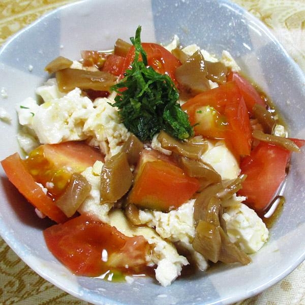 豆腐トマトメンマの簡単サラダ