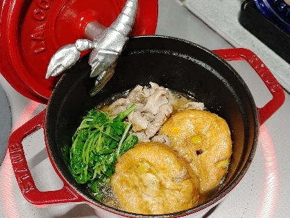 ほっこり煮物♡がんもと豚肉と豆苗の煮物