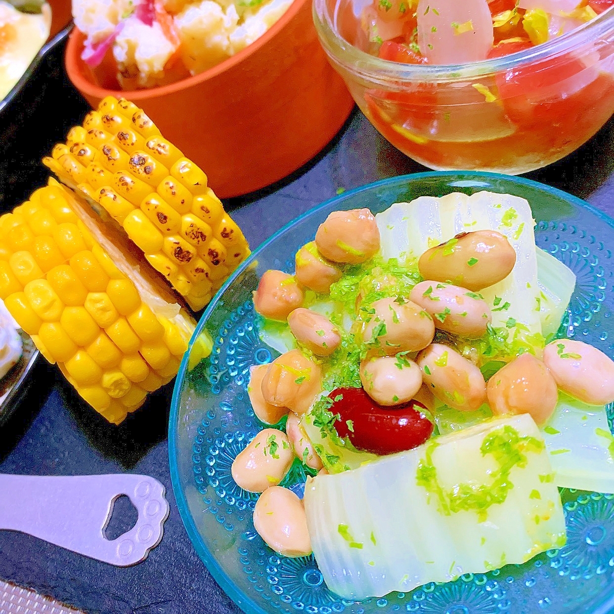 サラダ豆とセロリの柚子胡椒昆布茶マリネ