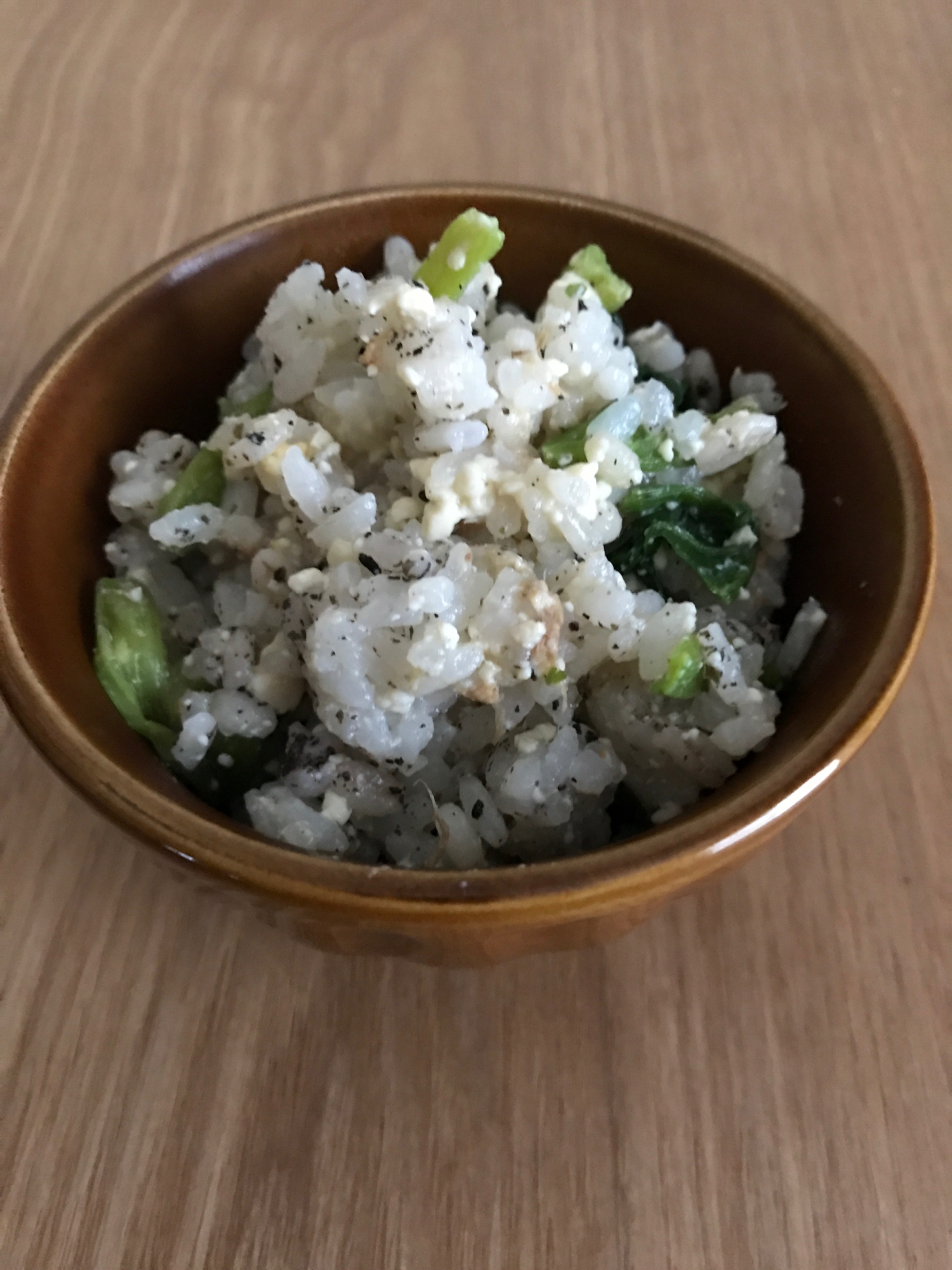 豆腐とゆかり、ほうれん草の混ぜごはん